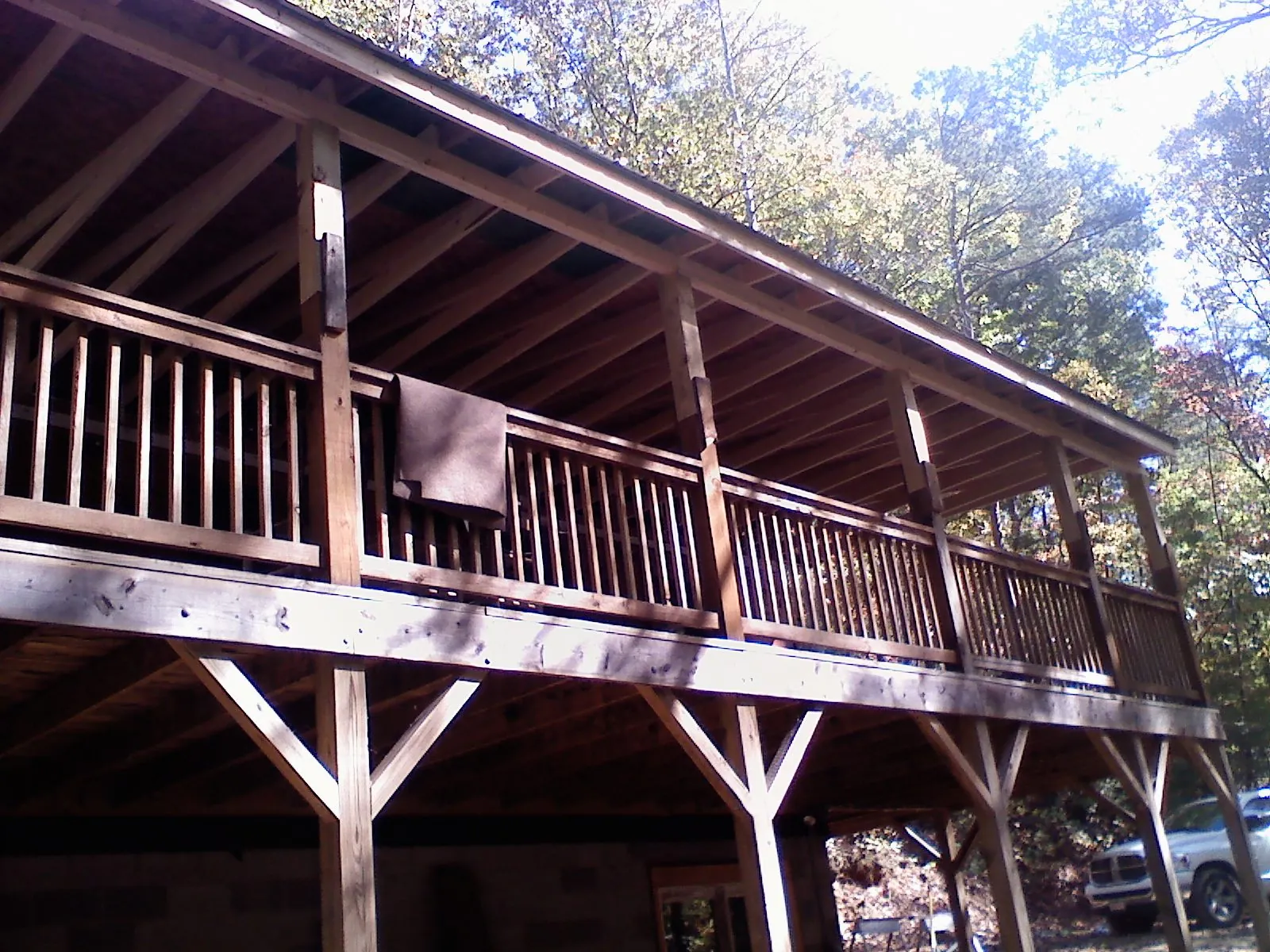 Timber framing under a new elevated porch and deck — Roof Leak Repair in Bellevue by Roofing Brothers